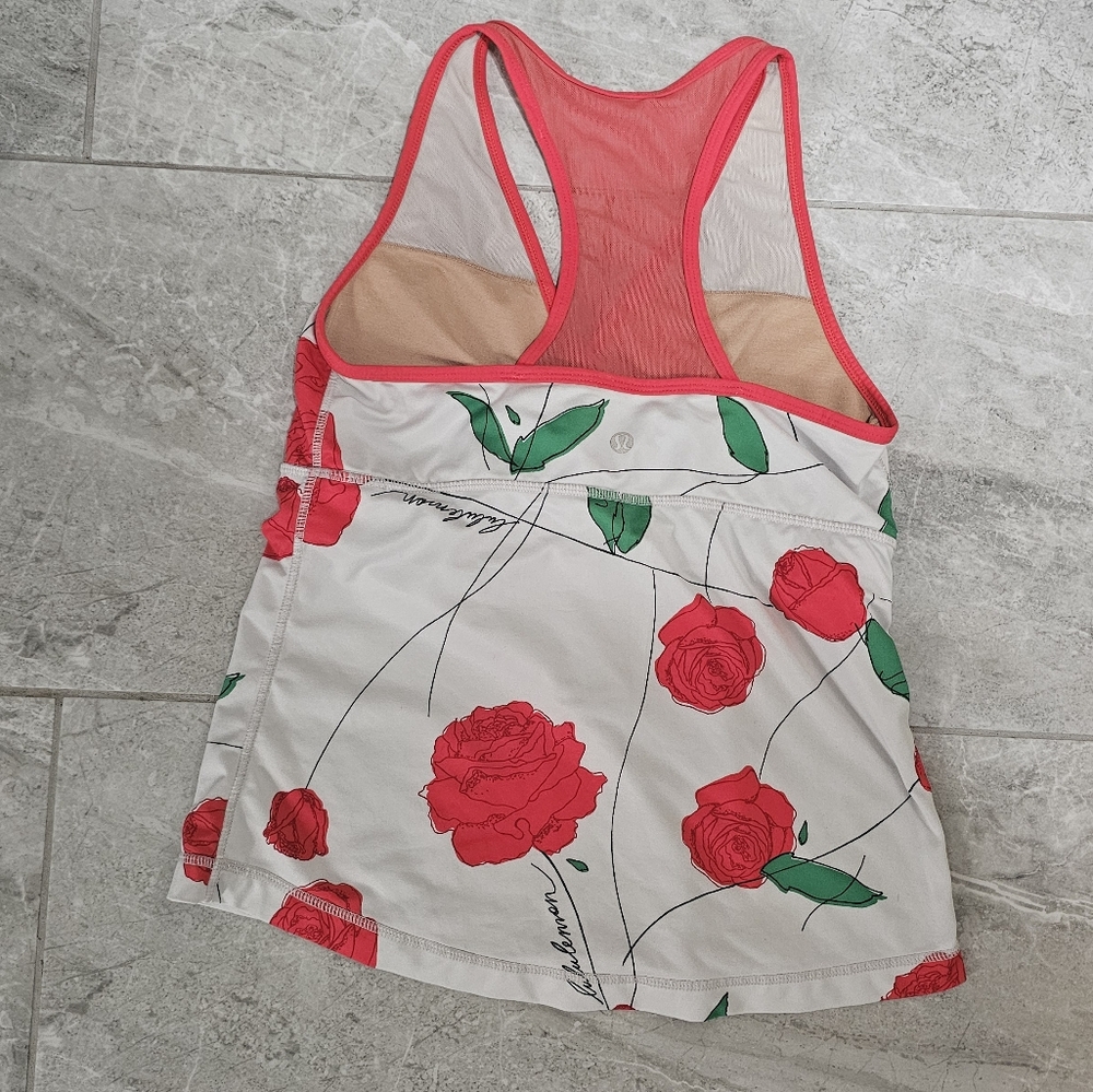 Lululemon Rose Floral Workout Yoga Top